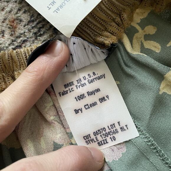 NWT Vintage Carole Little Wide Leg Pull On Pant Women 10 Tuilleries Floral Rayon - Picture 9 of 10